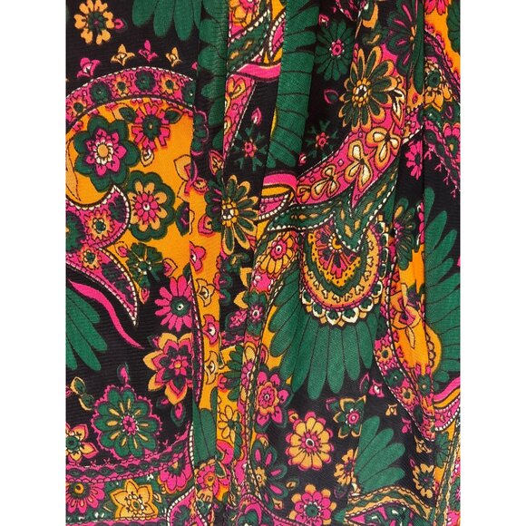 Vintage 70s Floral Paisley Retro Maxi Dress W/ Gold Buckle Detail Fits 4 6 Sml - Picture 7 of 7